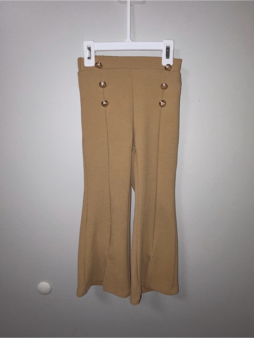SHEIN Gold Tan Wide Leg Split Hem Flared Leggings 4T